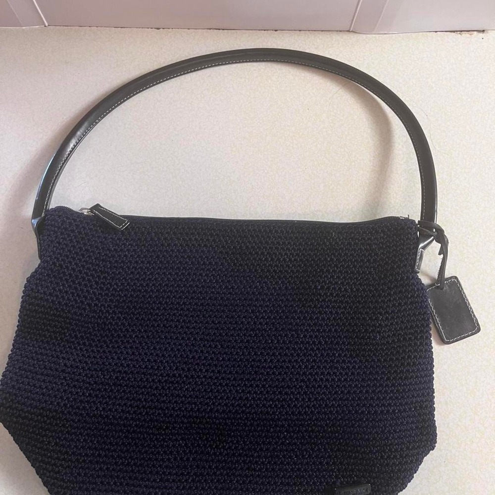 Vintage The Sak x Elliott Lucca Navy Blue Crochet Shoulder Bag